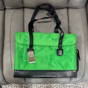 Merona Vibrant Green and Black Briefcase